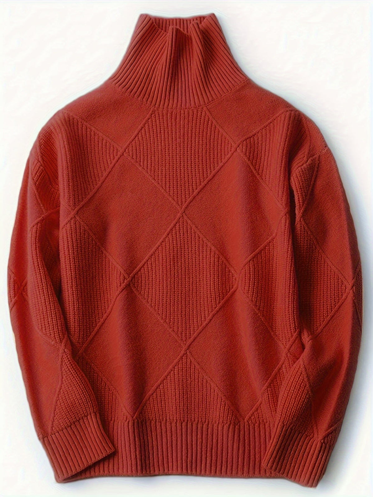 Women's Insulating Knit Turtleneck with Diamond Stitch Detail