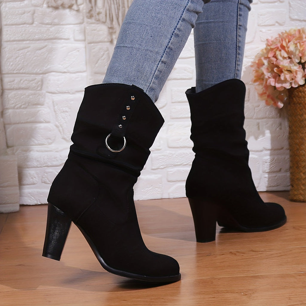 Women's Relaxed Fold Cowgirl Booties with Ring Accent