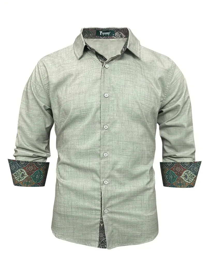 Men's Two-Tone Trim Modern Fit Button-Down Shirt