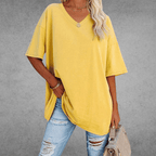 Women's Relaxed V-Neck T-Shirt – Oversized Summer Top