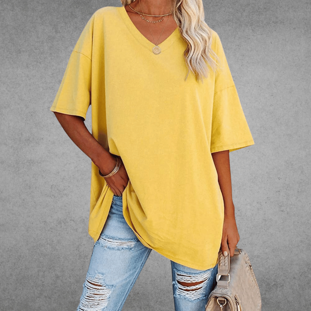 Women's Relaxed V-Neck T-Shirt – Oversized Summer Top