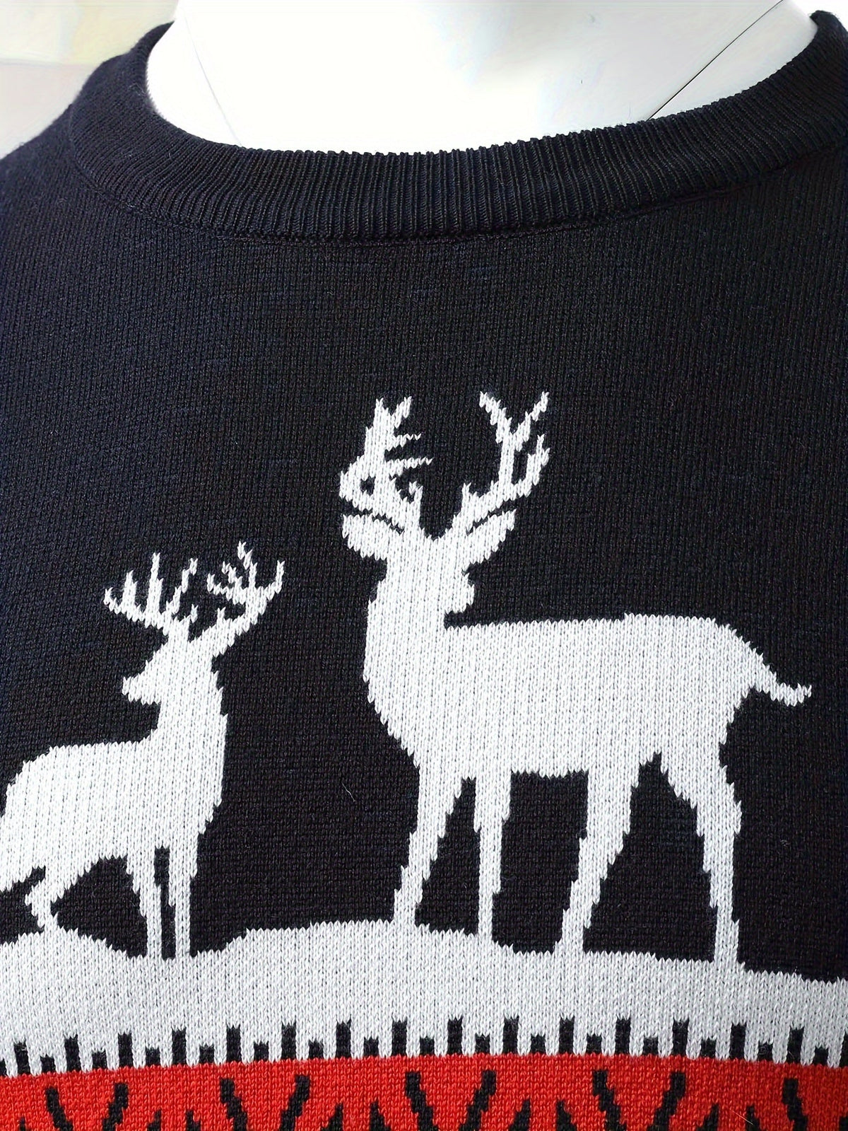 Women's Red Holiday Sweater with Reindeer and Pines