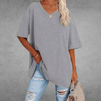 Women's Relaxed V-Neck T-Shirt – Oversized Summer Top