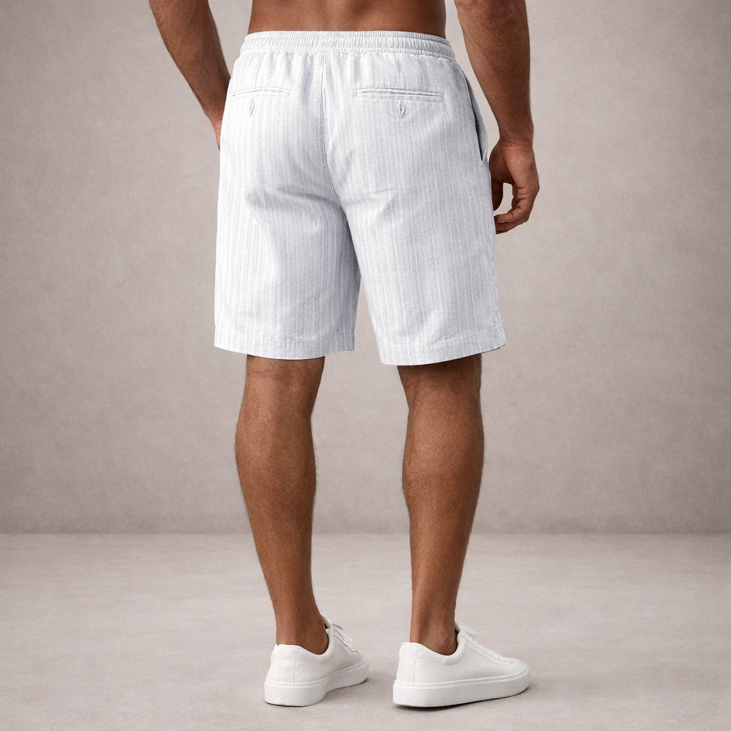 Men's Linen Shorts Drawstring Waist Printed Summer Fit