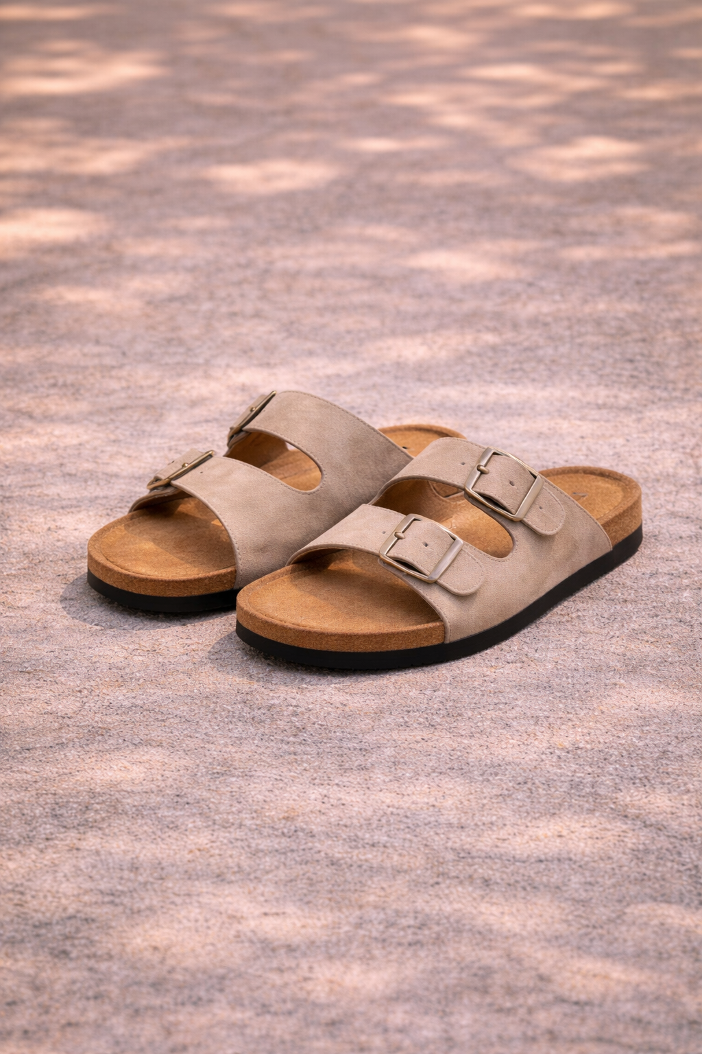 Men's Double Strap Buckle Sandals with Contoured Footbed