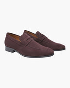 Men's Suede Penny Loafers Sleek Low Profile Dress Shoes