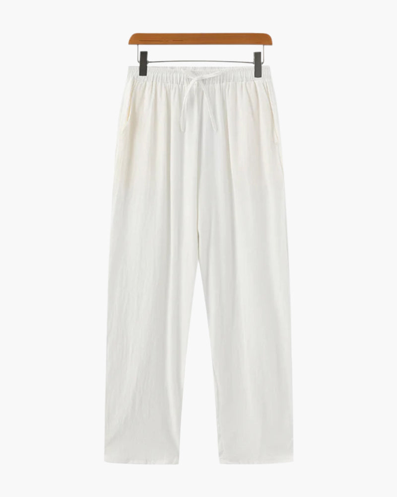 Men's Relaxed Linen Drawstring Trousers Everyday Comfort Pants