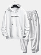 Men's Relaxed Cotton Blend Hoodie Tracksuit Printed Jogger Set