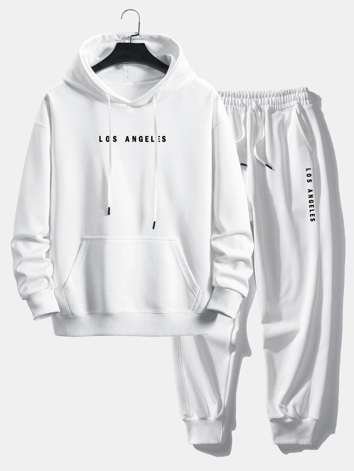 Men's Relaxed Cotton Blend Hoodie Tracksuit Printed Jogger Set