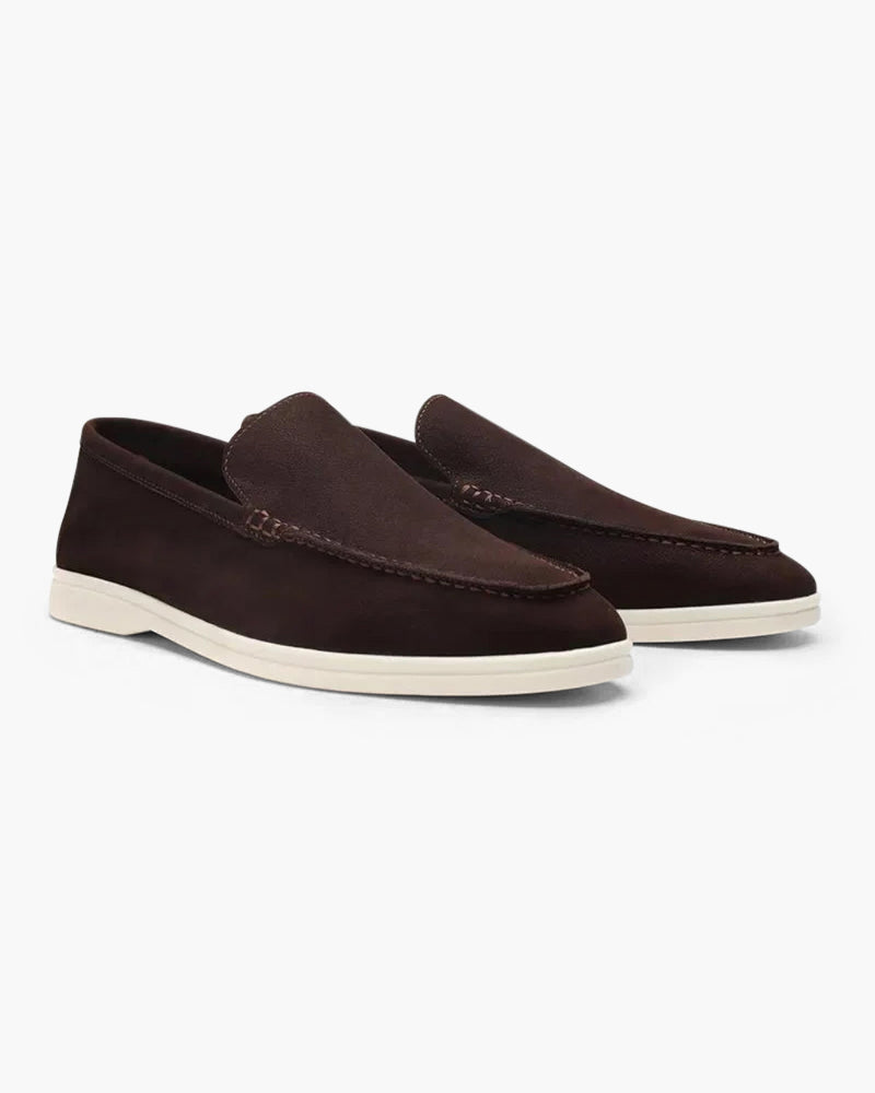 Men's Textured Leather Loafers Flexible Contrast Sole