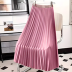 Women's Pleated Midi Skirt High Waist A-Line Style