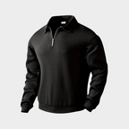 Men's Textured Half Zip Sweatshirt Smart Casual Polo Style