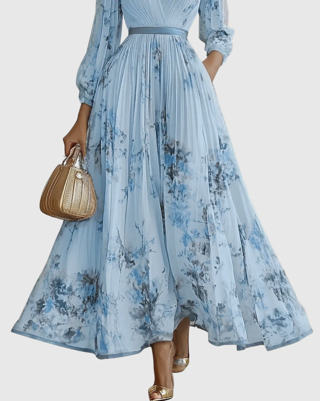 Women's Elegant Pleated Maxi Dress