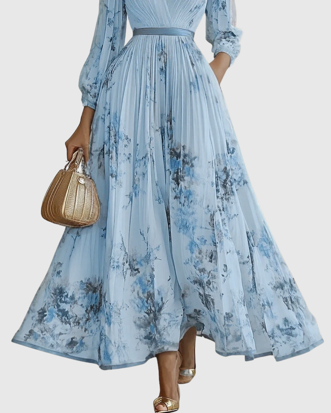 Women's Elegant Pleated Maxi Dress