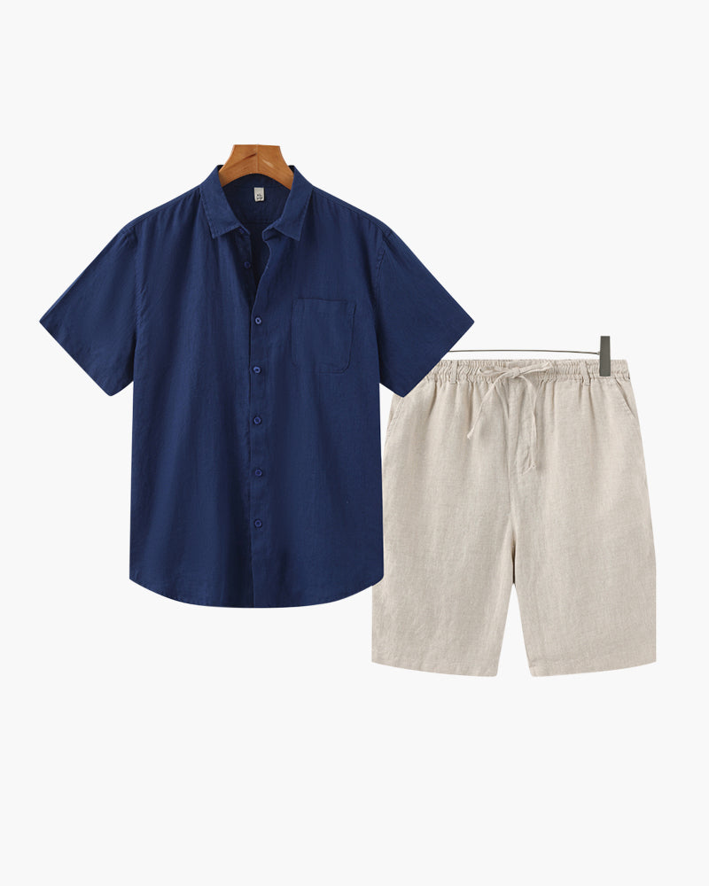 Men's Linen Shirt and Shorts Relaxed Summer Set