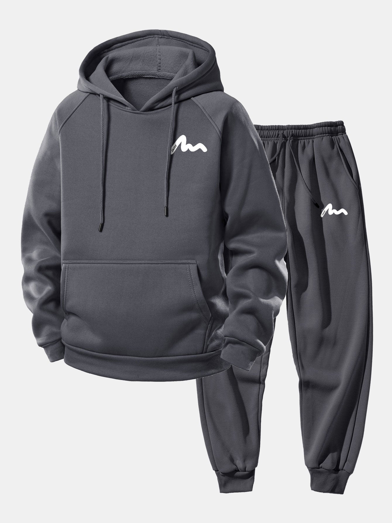 Men's Printed Hoodie Tracksuit Relaxed Polyester Jogger Set
