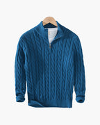 Men's Cable Knit Half Zip Sweater Premium Cotton Pullover