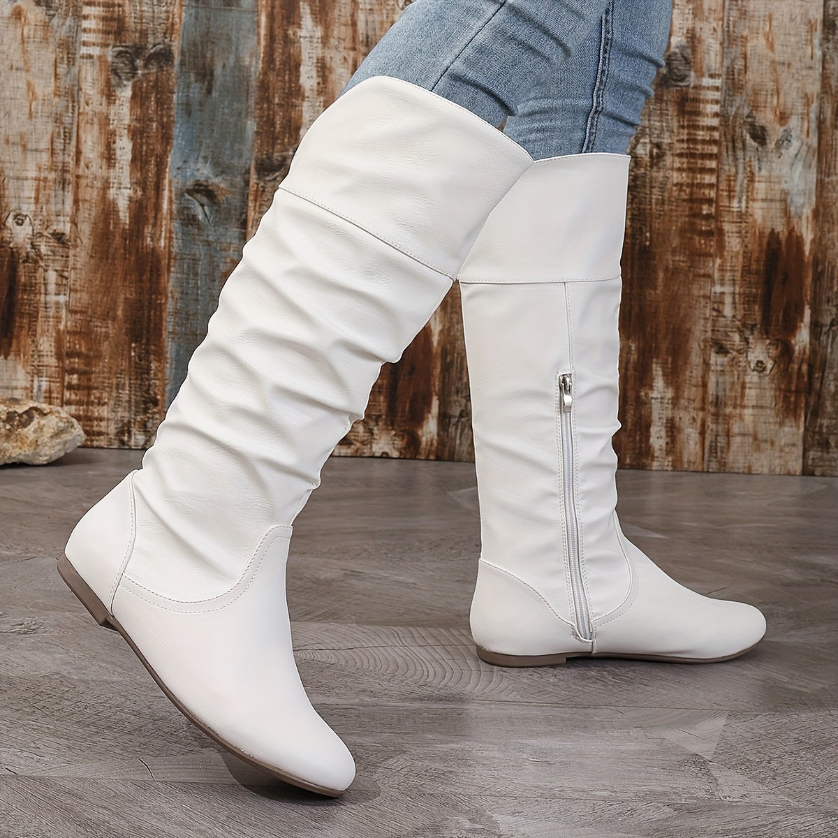 Women's Flat Equestrian Tall Boots with Soft Slouch
