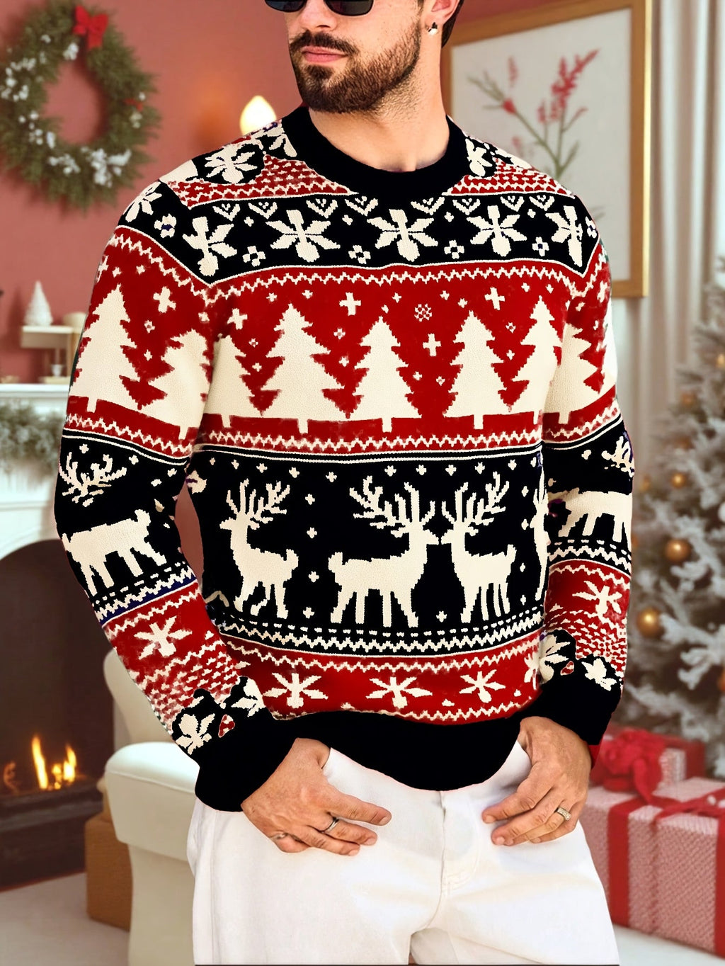 Women's Relaxed Holiday Knit Sweater for Family Gatherings