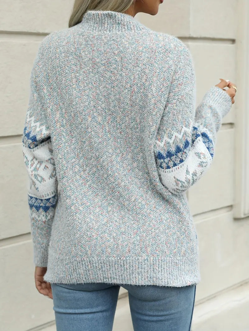 Women's Delicate Fair Isle Pattern Knit Sweater