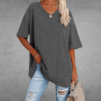 Women's Relaxed V-Neck T-Shirt – Oversized Summer Top