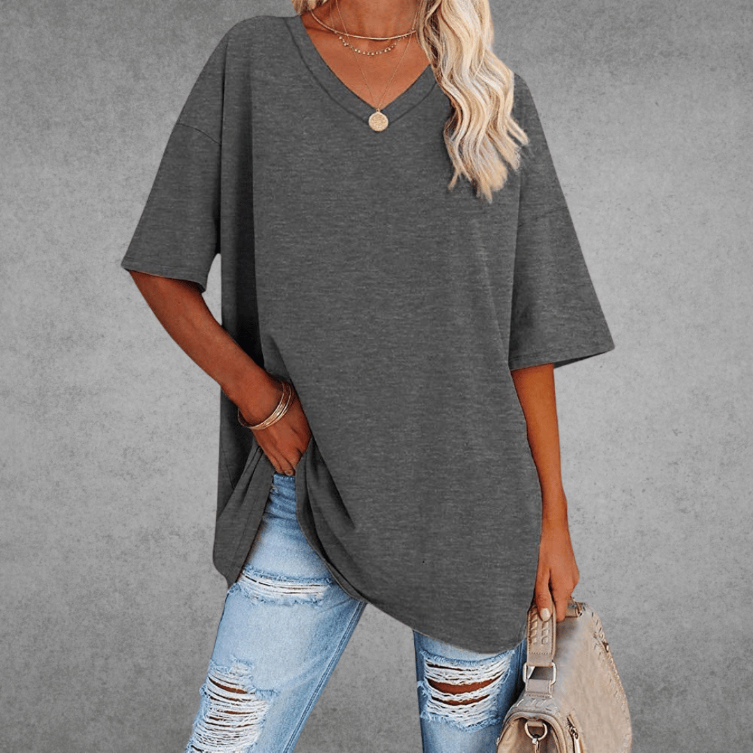 Women's Relaxed V-Neck T-Shirt – Oversized Summer Top