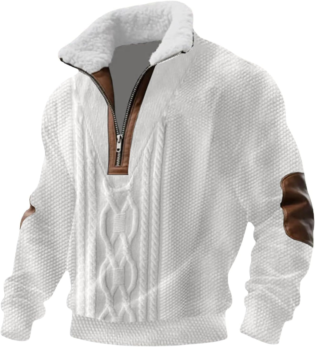 Men's Quarter Zip Knitted Pullover Warm Relaxed Layer