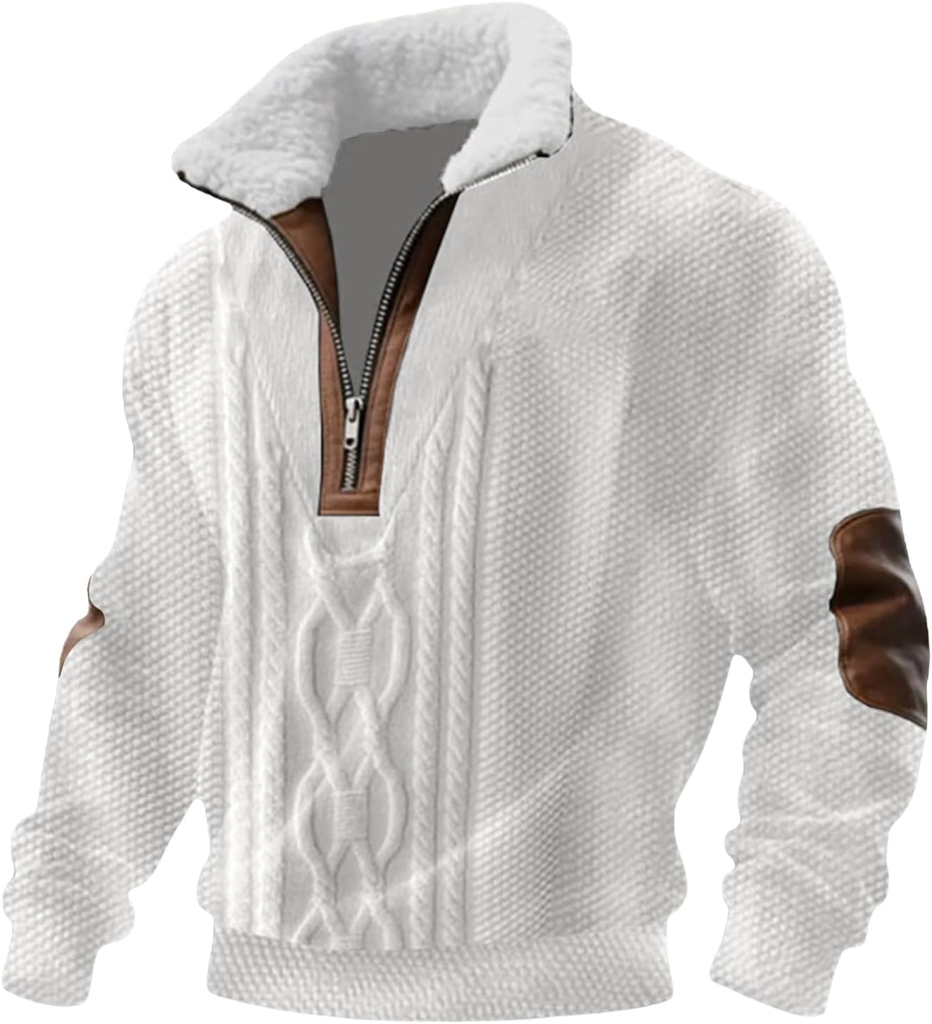 Men's Quarter Zip Knitted Pullover Warm Relaxed Layer