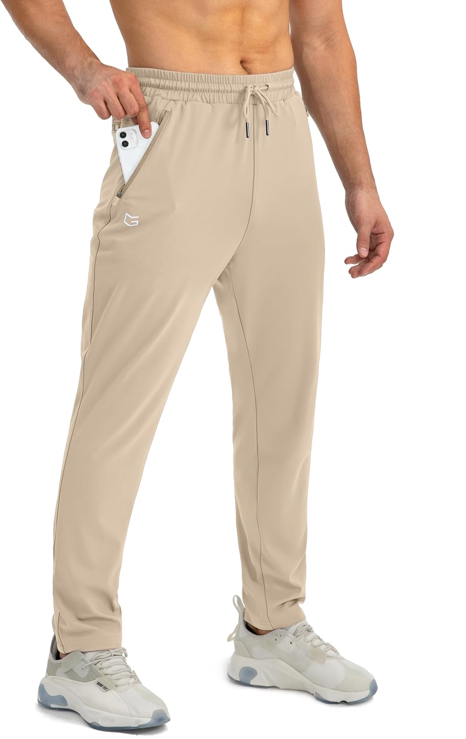 Men's Tapered Joggers Lightweight Stretch Training Trousers with Secure