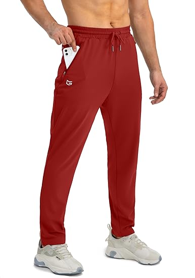Men's Tapered Joggers Lightweight Stretch Training Trousers with Secure