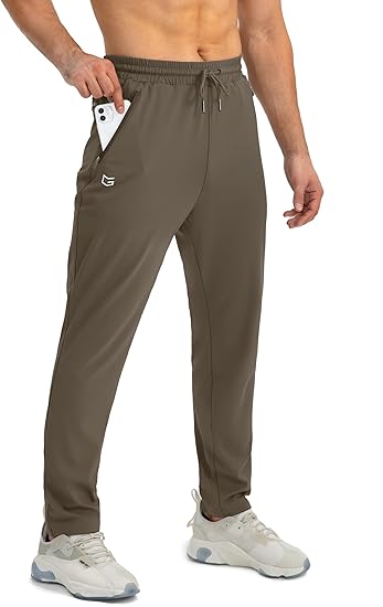 Men's Tapered Joggers Lightweight Stretch Training Trousers with Secure