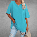 Women's Relaxed V-Neck T-Shirt – Oversized Summer Top