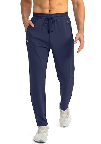 Men's Tapered Joggers Lightweight Stretch Training Trousers with Secure