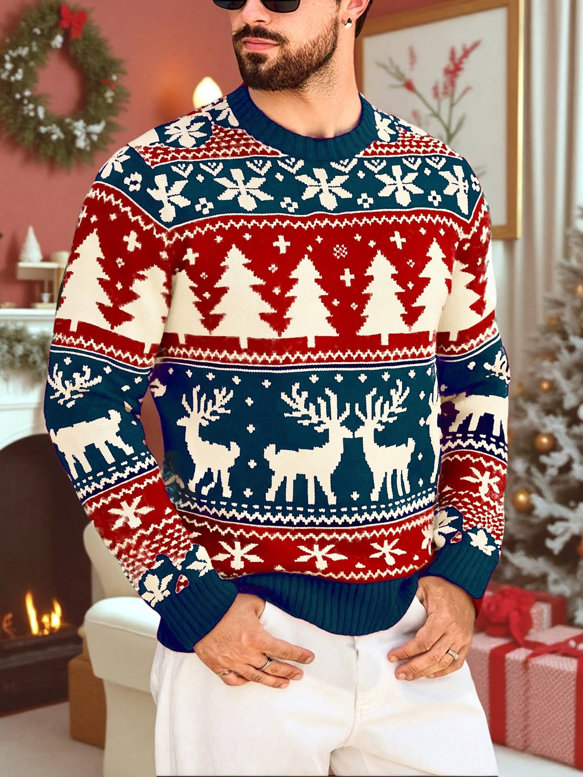 Women's Relaxed Holiday Knit Sweater for Family Gatherings