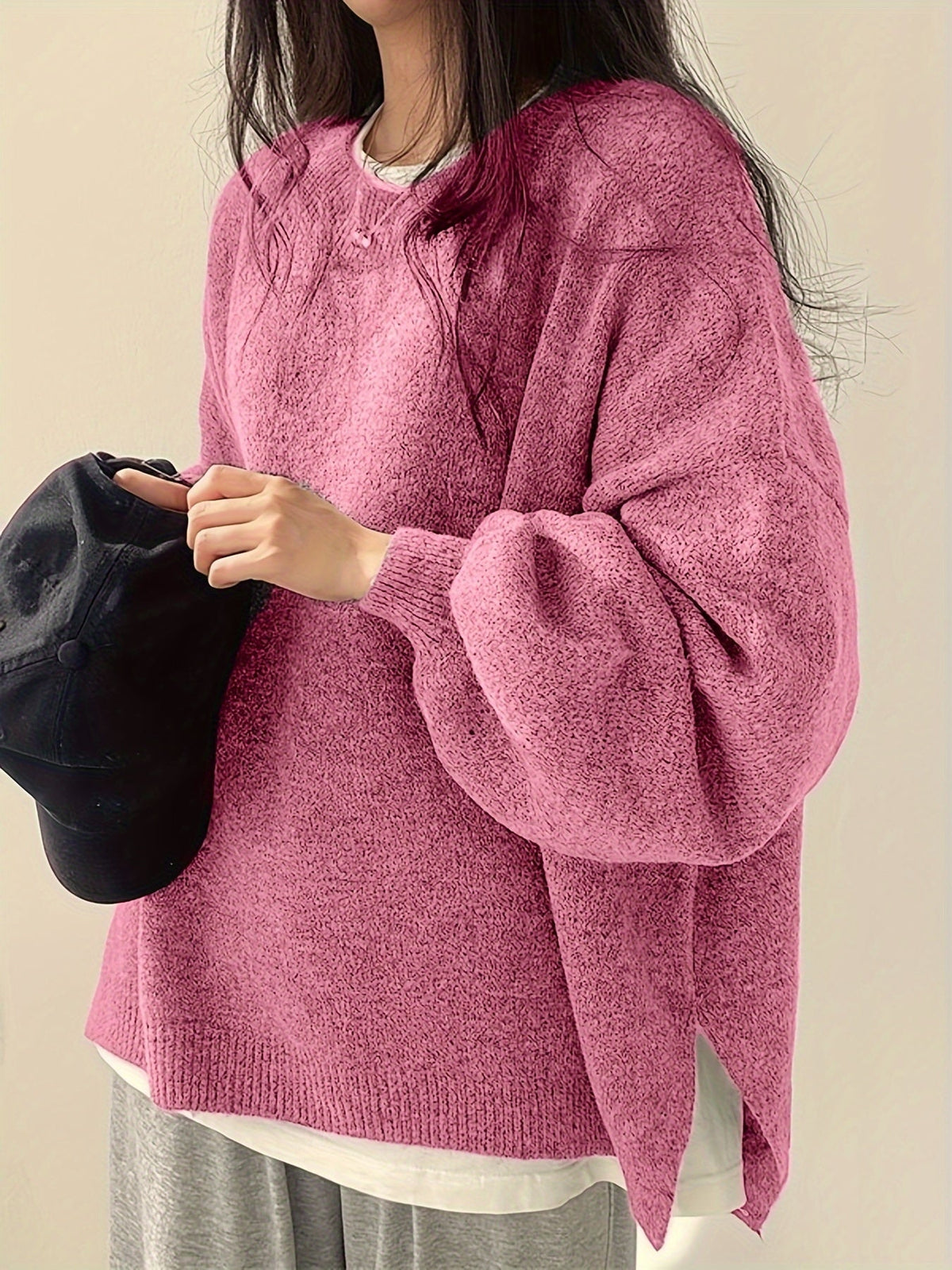 Women's Heavyweight Crew Neck Sweater for Cold Days