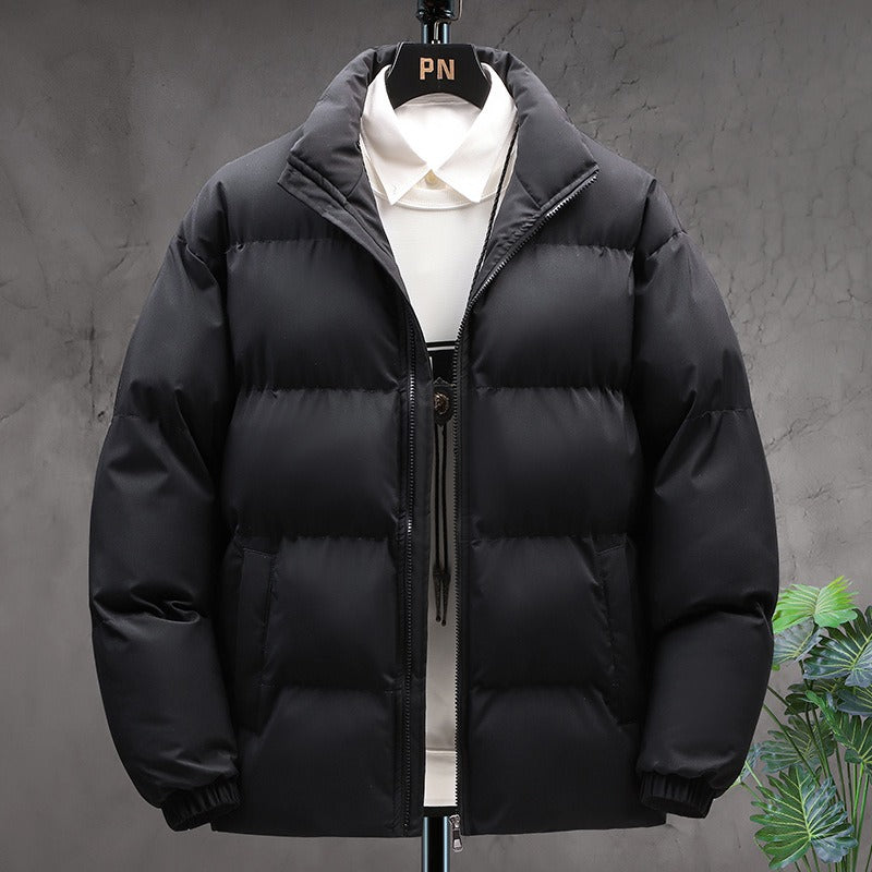 Men's Relaxed Insulated Stand-Collar Puffer Jacket - Black