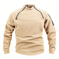Women's Cold-Weather Plush Knit Sweater with Zip Accent - Apricot