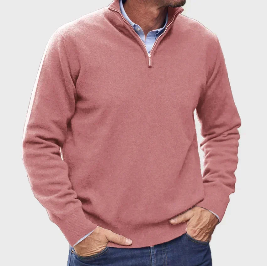 Men's Quarter Zip Sweater Refined Knit Layer for Smart
