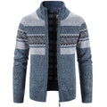 Men's Warm Knitted Zip Up Jacket Soft Stand Collar