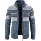 Men's Warm Knitted Zip Up Jacket Soft Stand Collar