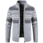 Men's Warm Knitted Zip Up Jacket Soft Stand Collar