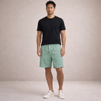 Men's Linen Shorts Drawstring Waist Printed Summer Fit