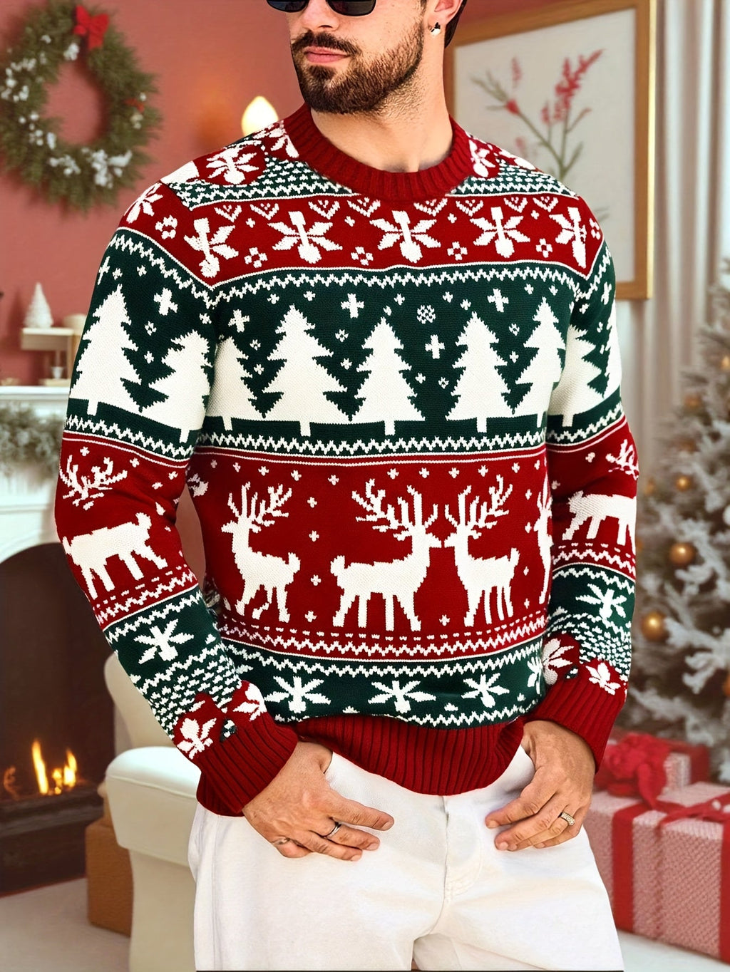 Women's Relaxed Holiday Knit Sweater for Family Gatherings