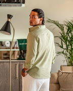 Men's Linen Button Up Shirt Relaxed Long Sleeve Essential