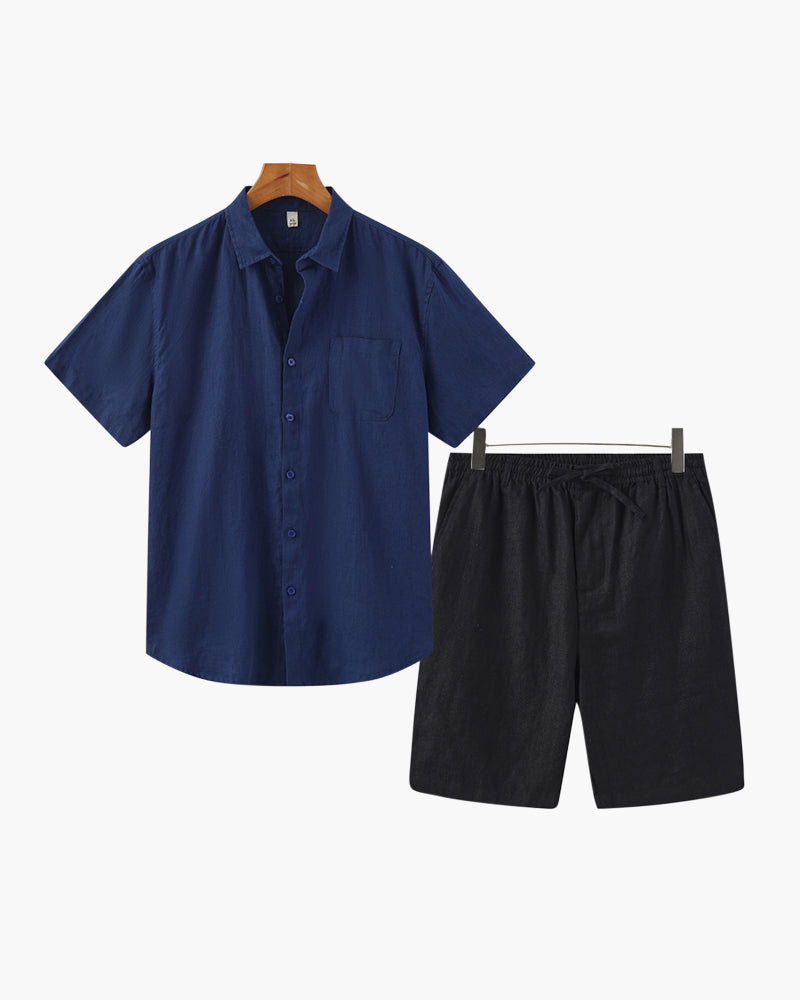 Men's Linen Shirt and Shorts Relaxed Summer Set