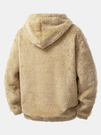 Men's Teddy Fleece Hoodie and Shorts Set Relaxed Two