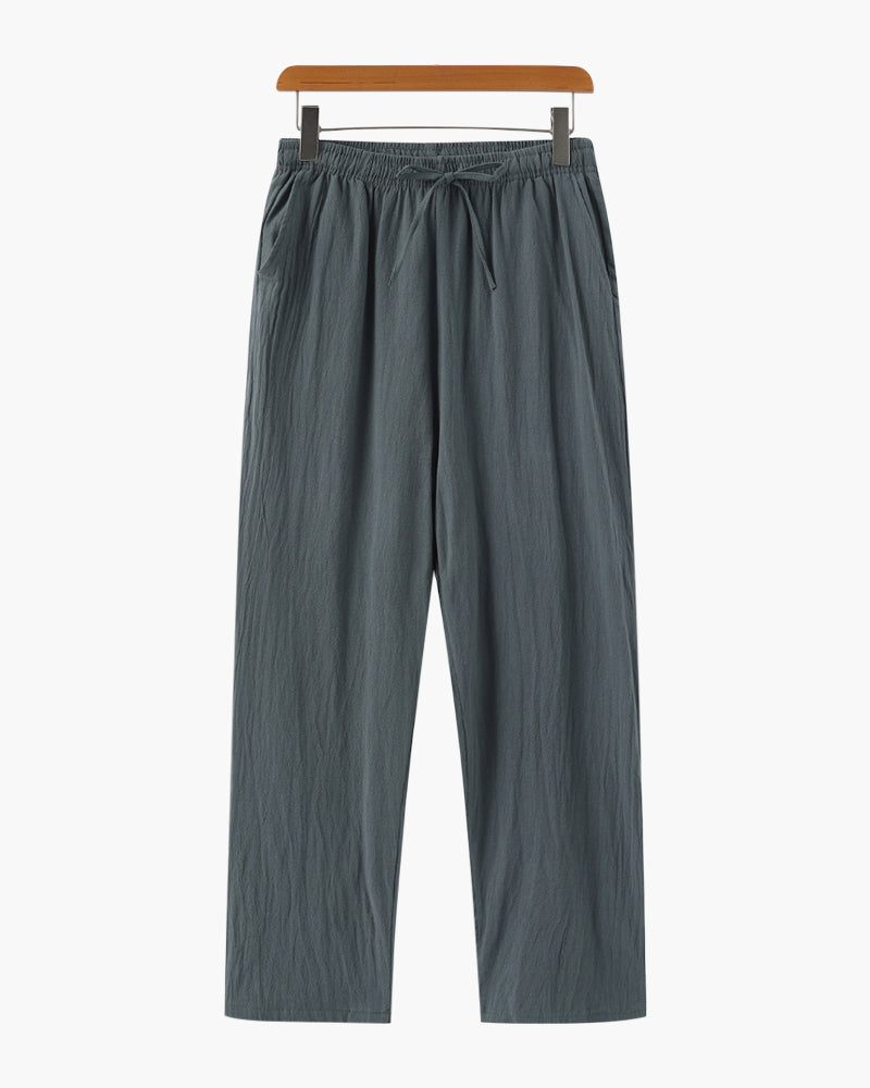 Men's Relaxed Linen Drawstring Trousers Everyday Comfort Pants