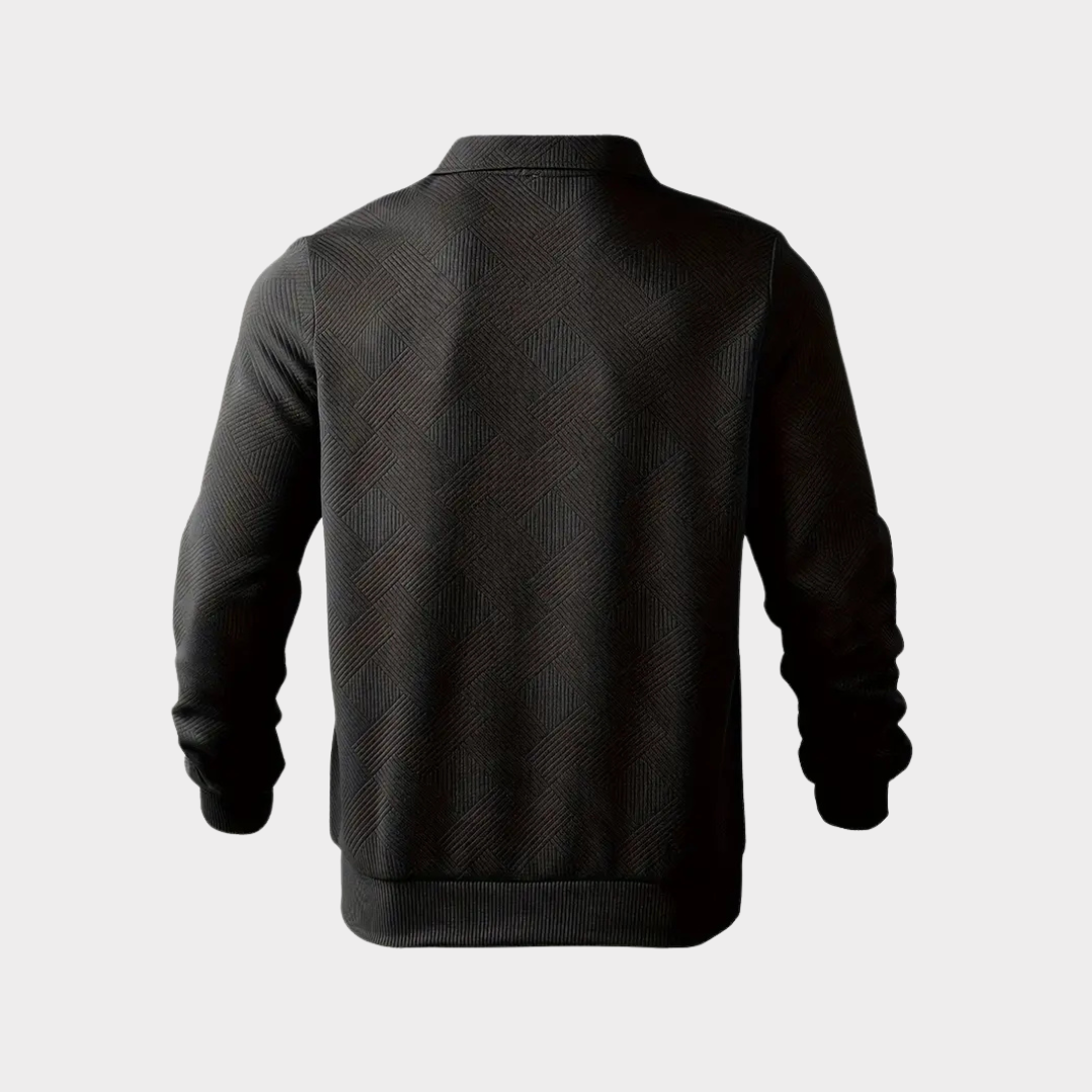 Men's Textured Half Zip Sweatshirt Smart Casual Polo Style