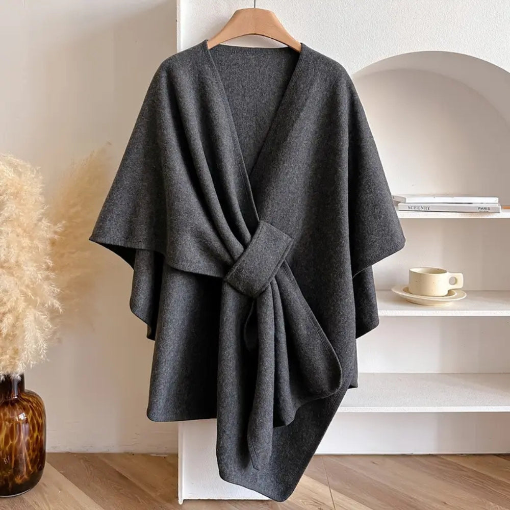 Women's Belted Poncho Coat – Windproof Layer