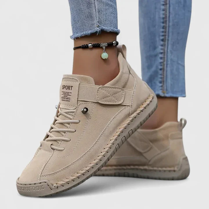 Women's Streamlined Soft-Step Everyday Walking Sneakers - Beige